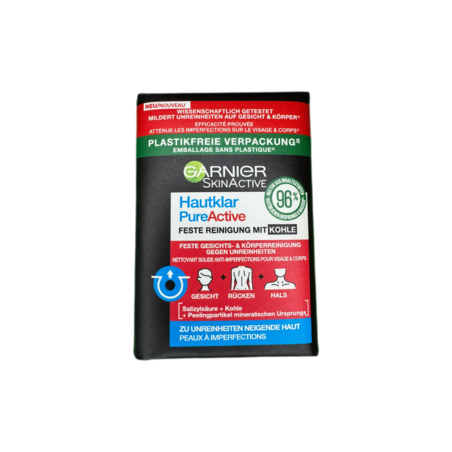 Garnier Pure Active Savon Nettoyant Solide Charbon & Acide Salicylique – Anti‑imperfections
